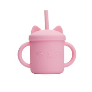 Cartoon Cat Silicone Sippy Cup - Toddler Dishwasher Safe Kids Drinking Cup
