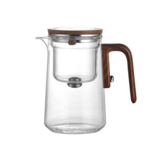 Heat-Resistant Glass Tea Pot with Wooden Lid & Cup