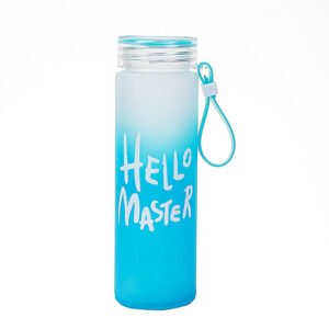400ml Gradient Color Glass Water Bottle with Handle